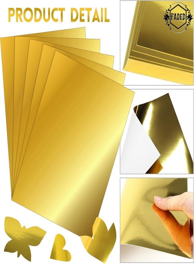 FADED A4 Glossy Cardstock Paper | 250 GSM Reflective Card Sheets for Crafting, Scrapbooking, DIY Projects | Pack of 10 Durable Sheets for School, Office & Creative Use (Golden) - Image 2